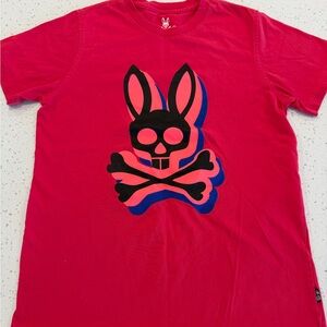 Psycho Bunny Bright Pink Graphic Bunny Skull Tee size 3